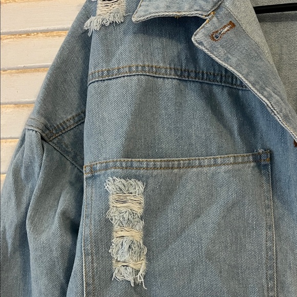 Rhinestone tassels,  Distressed Denim Jacket - Picture 4 of 4